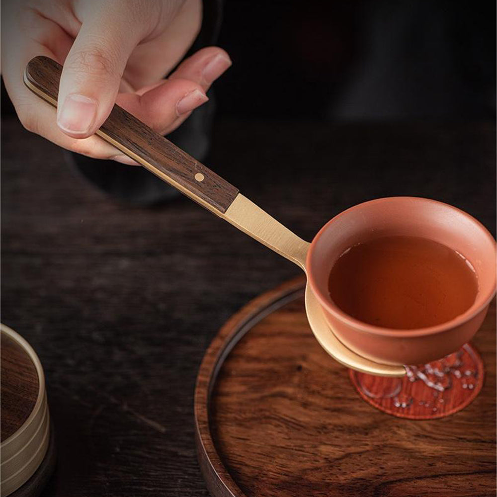 Ebony & Copper Tea Utensils Set With Coaster