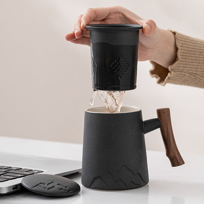 Japanese Mountain Tea Cup With Wooden Handle