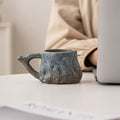 Irregular Hand-Pinched Ceramic Modern Tea Cup – Kiln-Changed Blue, 200ml