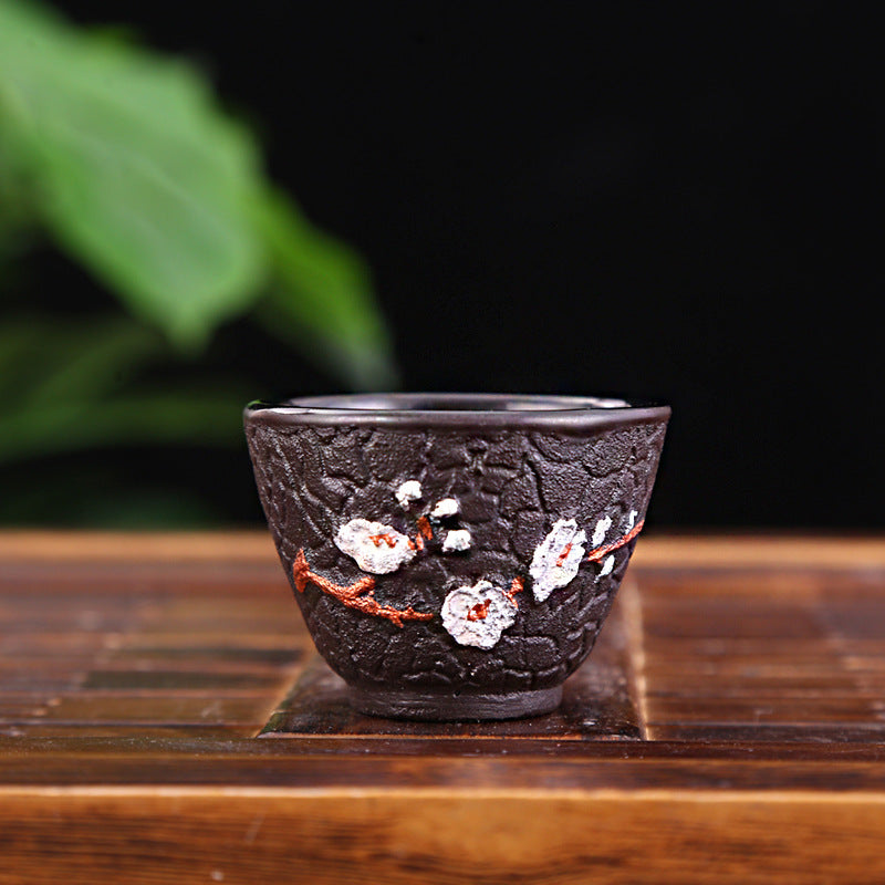 Cast Iron Tea Cup – Plum Blossom Design, Japanese Style