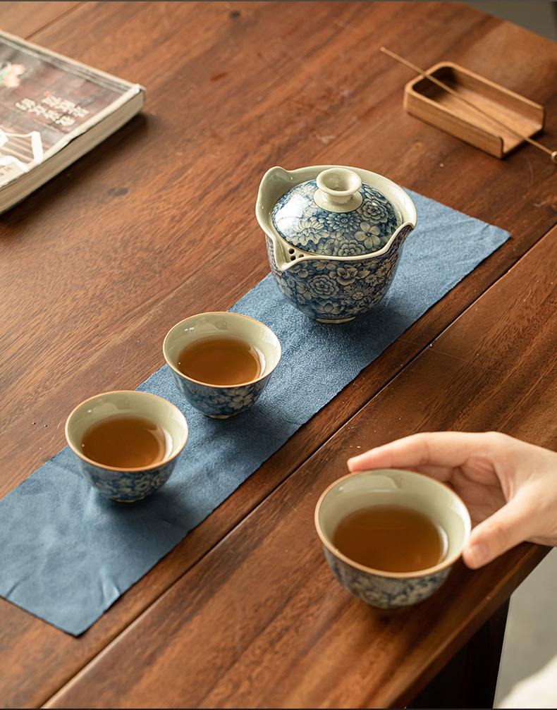 Blue & White Porcelain Travel Gongfu Tea Set