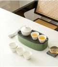 Portable Gongfu Tea Set for Travel – 6 Cups White Porcelain Tea Kit with Storage Case